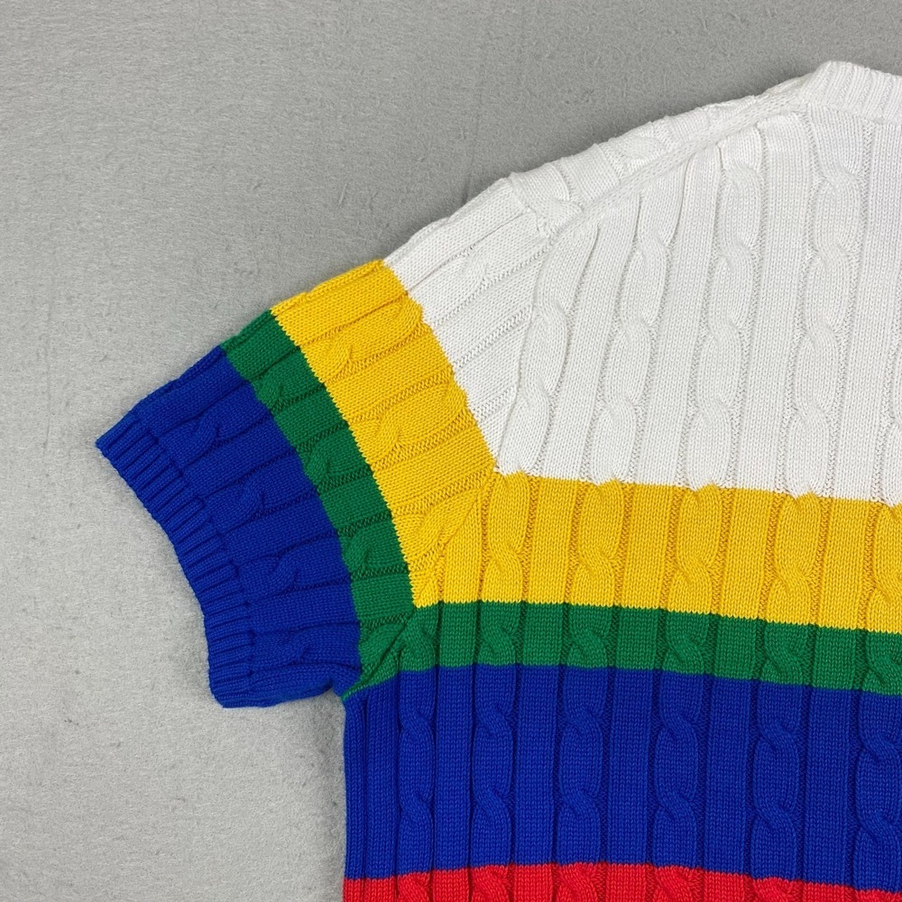 Polo Ralph Lauren Womens Cable Knit pocket Sweater 2XL colorful Preppy pony - Picture 10 of 14